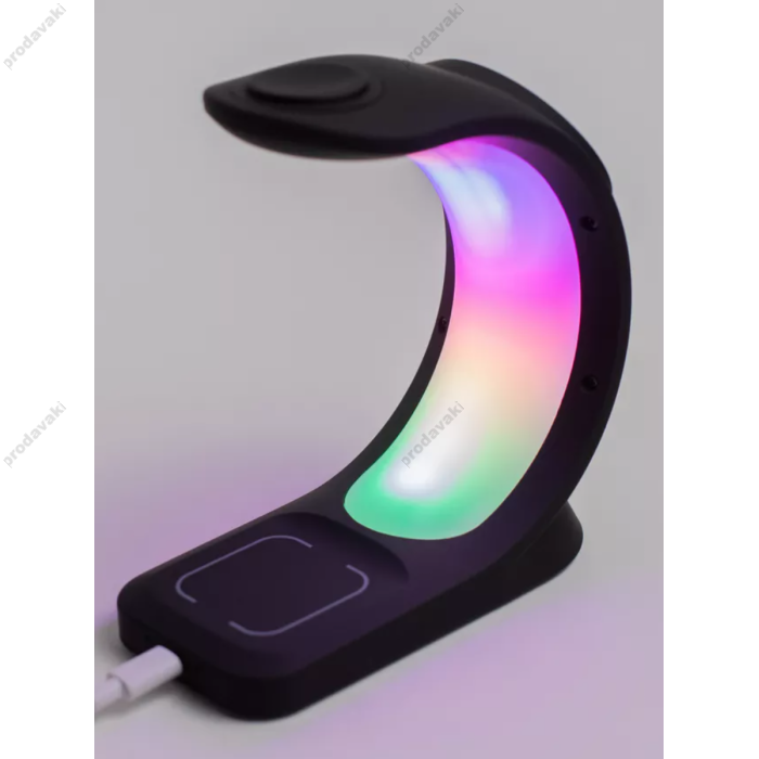 Бездротова зарядка стенд T17 3 IN 1 MagSafe RGB Light (iPhone, iWatch, AirPods) Black