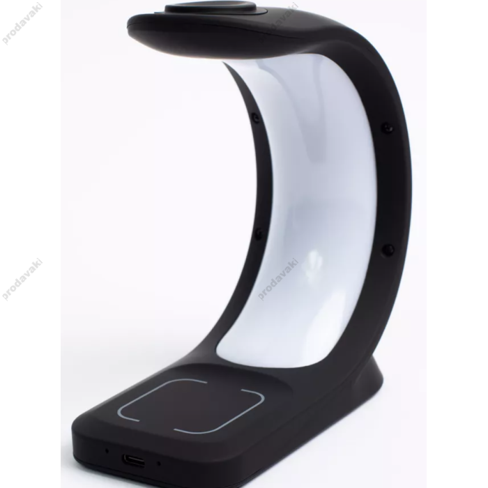 Бездротова зарядка стенд T17 3 IN 1 MagSafe RGB Light (iPhone, iWatch, AirPods) Black