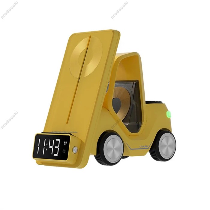 Бездротова зарядка стенд T20 5 IN1 (iPhone, iWatch, AirPods, Clock, Alarm) 15W FAST Yellow