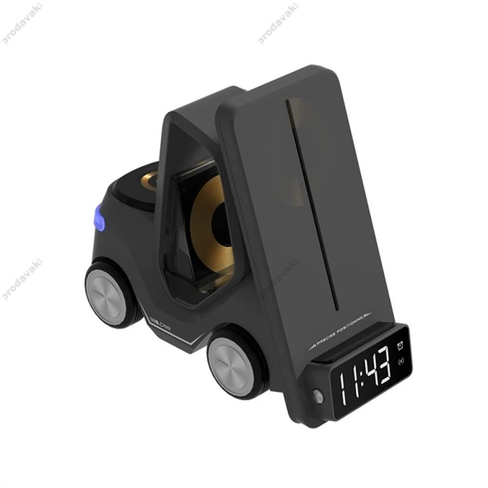 Бездротова зарядка стенд T20 5 IN1 (iPhone, iWatch, AirPods, Clock, Alarm) 15W FAST Grey