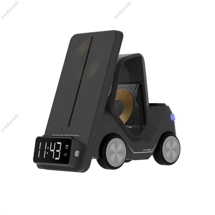Бездротова зарядка стенд T20 5 IN1 (iPhone, iWatch, AirPods, Clock, Alarm) 15W FAST Grey