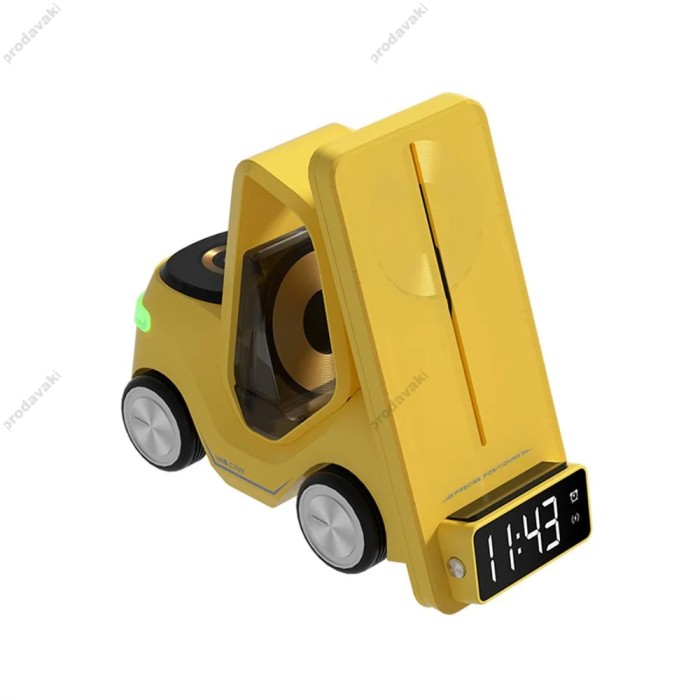 Бездротова зарядка стенд T20 5 IN1 (iPhone, iWatch, AirPods, Clock, Alarm) 15W FAST Yellow