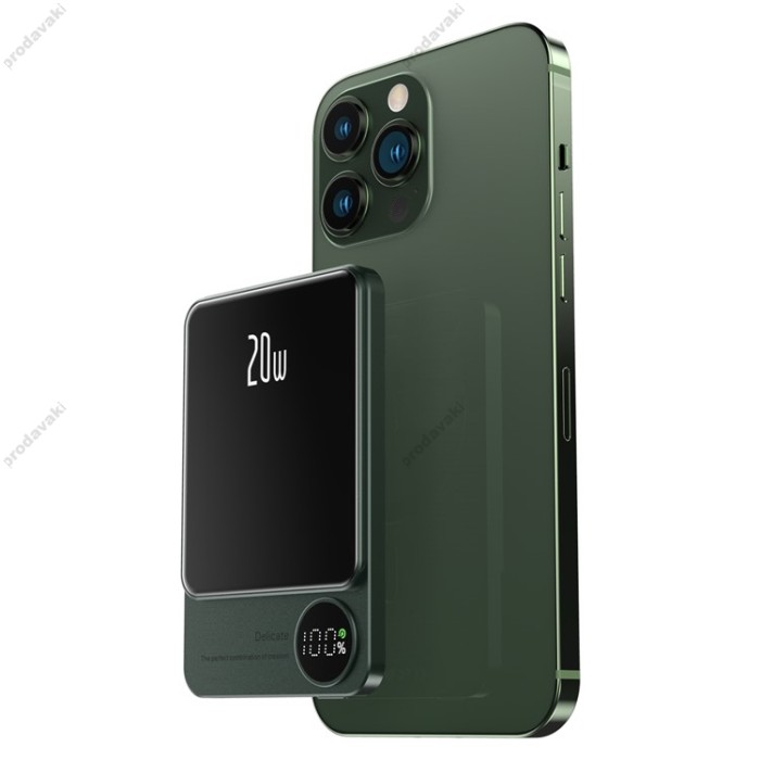 Повербанк портативний акумулятор Power bank CH Q9 MagSafe 20W 10000 mAh Dark green
