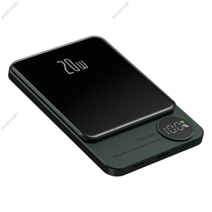 Повербанк портативний акумулятор Power bank CH Q9 MagSafe 20W 10000 mAh Dark green
