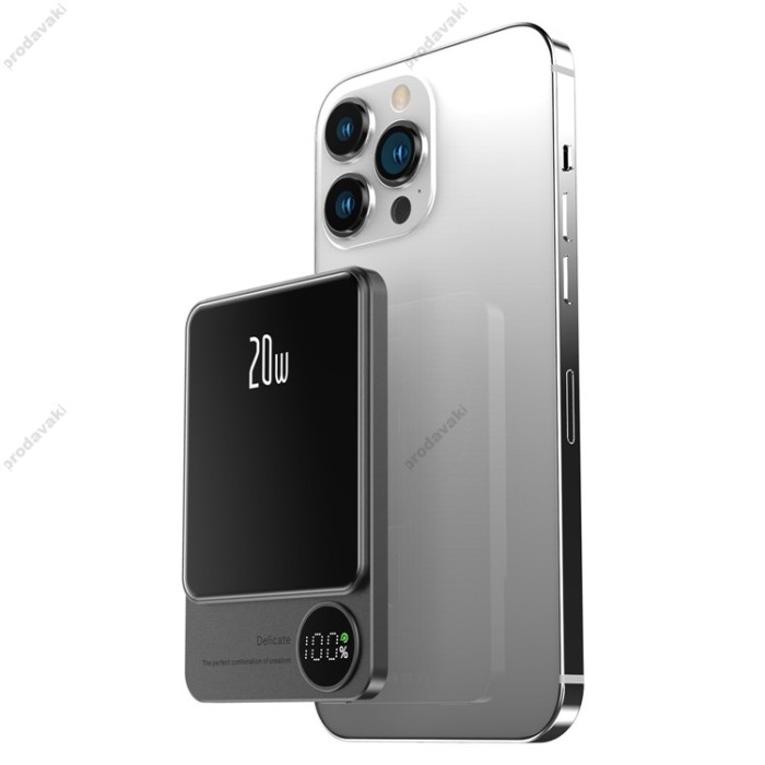 Повербанк портативний акумулятор Power Bank CH Q9 MagSafe 20W 10000 mAh Grey
