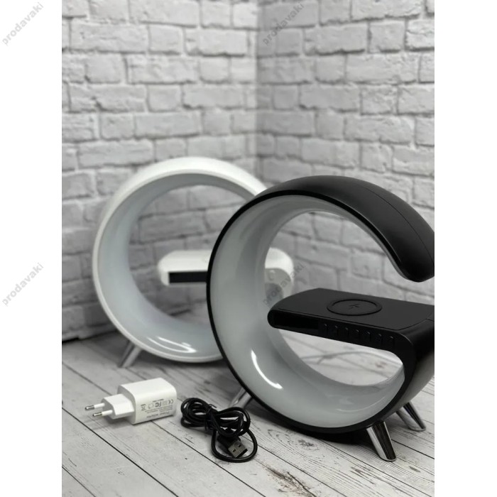 Бездротова зарядка стенд Колонка LED 6N9 RGB WIRELESS FAST CHARGE 15W Black