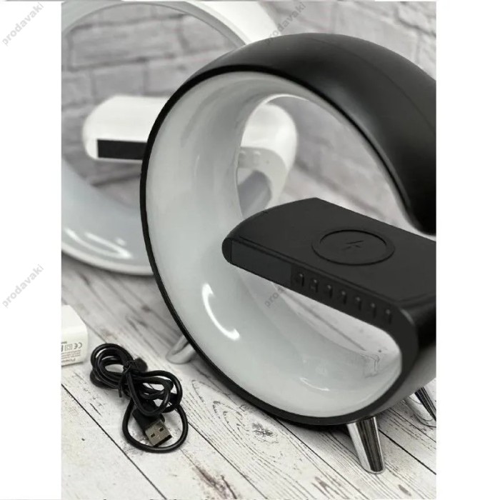 Бездротова зарядка стенд Колонка LED 6N9 RGB WIRELESS FAST CHARGE 15W Black