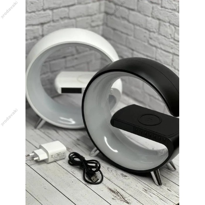 Бездротова зарядка стенд Колонка LED 6N9 RGB WIRELESS FAST CHARGE 15W Black
