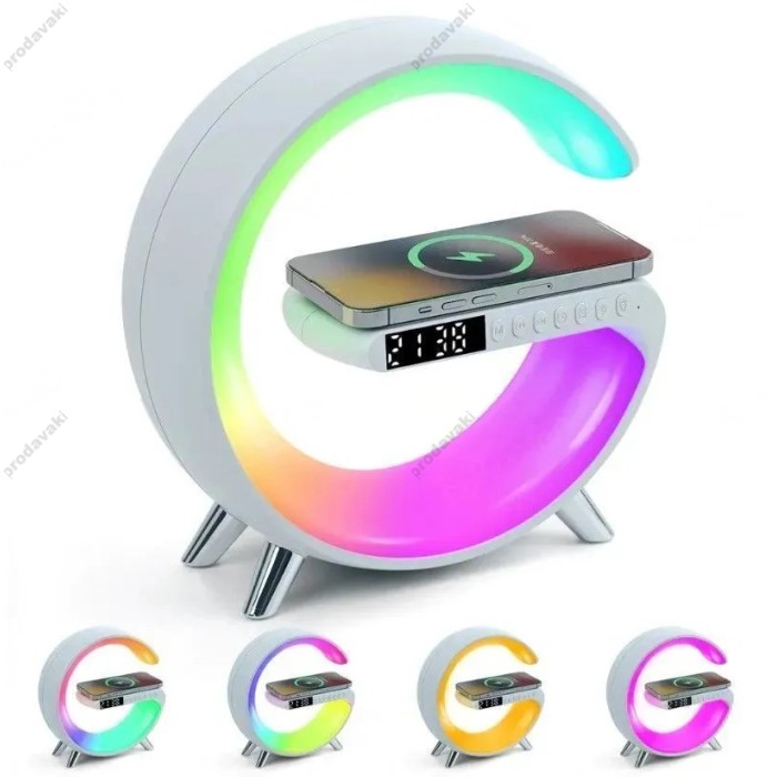 Бездротова зарядка стенд Колонка LED 6N9 RGB WIRELESS FAST CHARGE 15W Black