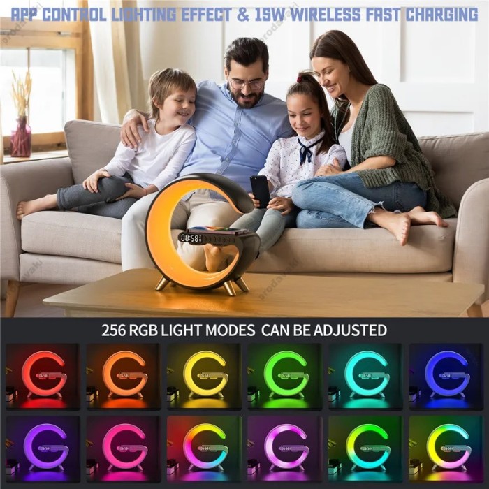 Бездротова зарядка стенд Колонка LED 6N9 RGB WIRELESS FAST CHARGE 15W Black
