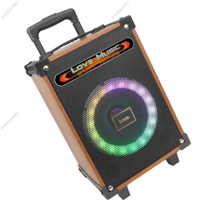 Портативна колонка Bluetooth система караоке HOCO HA2 Wave 2 микрофона Wooden