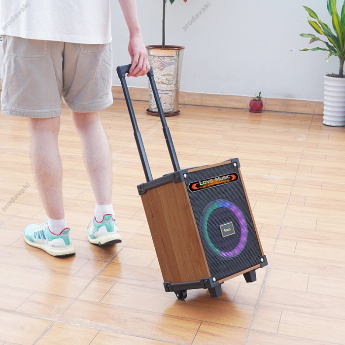 Портативна колонка Bluetooth система караоке HOCO HA2 Wave 2 микрофона Wooden