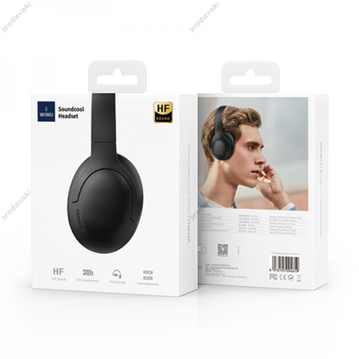 Бездротові Bluetooth навушники Wiwu TD-02 Soundcool Headset Wireless Headphone Black