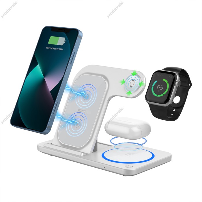 Бездротова зарядка Wiwu Wi-W020 Foldable Wireless Charger 3 in 1