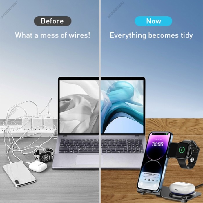 Бездротова зарядка Wiwu Wi-W005 Power Air 3 in 1 Wireless Charger