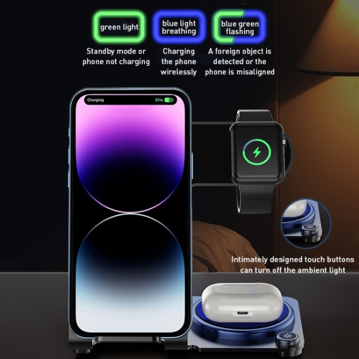 Бездротова зарядка Wiwu Wi-W005 Power Air 3 in 1 Wireless Charger