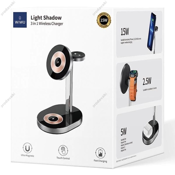 Бездротова зарядка Wiwu Wi-W003 Power Air 3 in 1 Wireless Charger