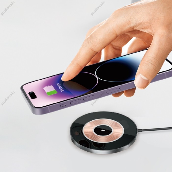Бездротова зарядка Wiwu Wi-W007 Strong Magnetic Adsorption Wireless Charger 15W with MagSafe