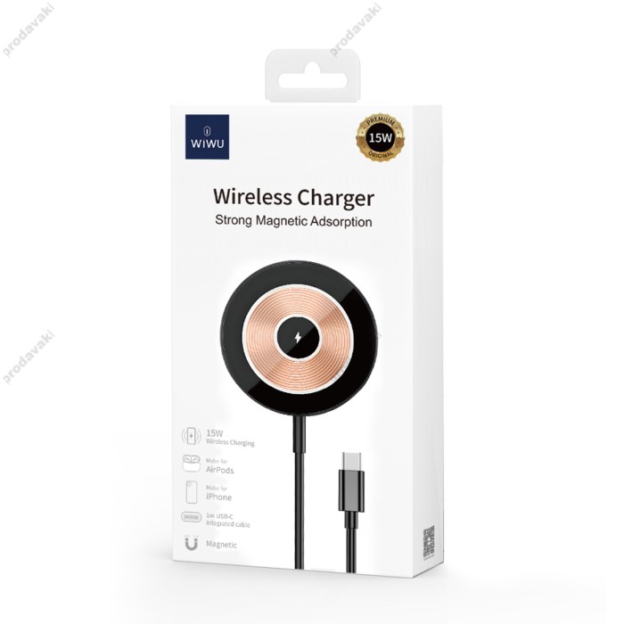 Бездротова зарядка Wiwu Wi-W007 Strong Magnetic Adsorption Wireless Charger 15W with MagSafe