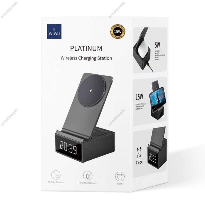 Бездротова зарядка Wiwu Wi-W011 Platinum 15W 3 in 1 Wireless Charger