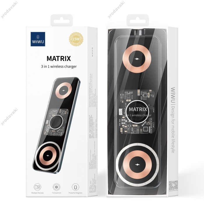 Бездротова зарядка Wiwu Wi-W010 Matrix 3 in 1 Wireless Charger