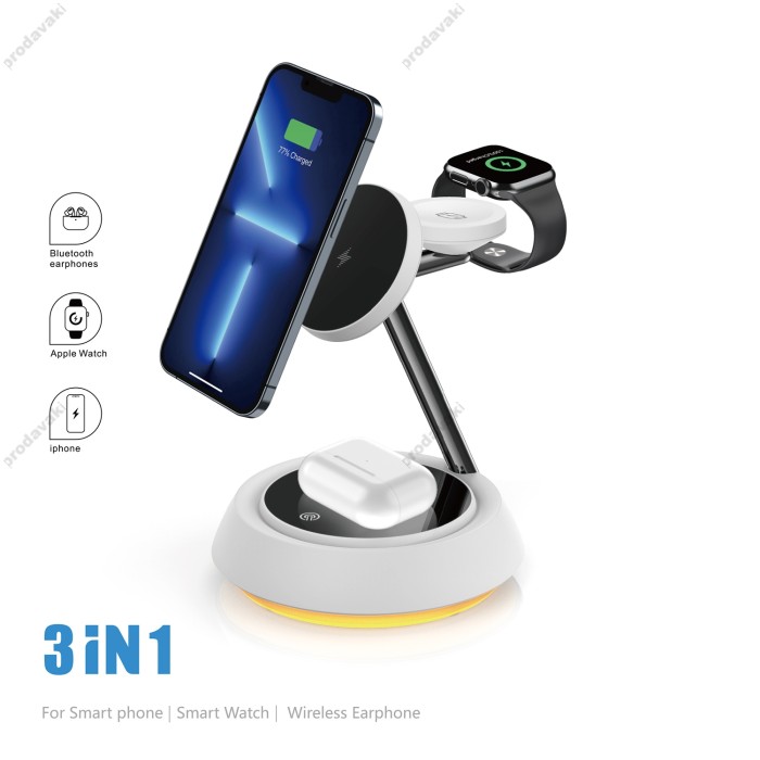 Бездротова зарядка Wiwu Wi-W002 Power Air 3 in 1 Wireless Charger