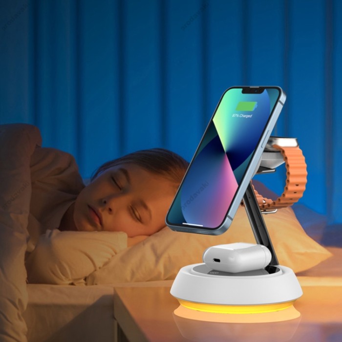 Бездротова зарядка Wiwu Wi-W002 Power Air 3 in 1 Wireless Charger