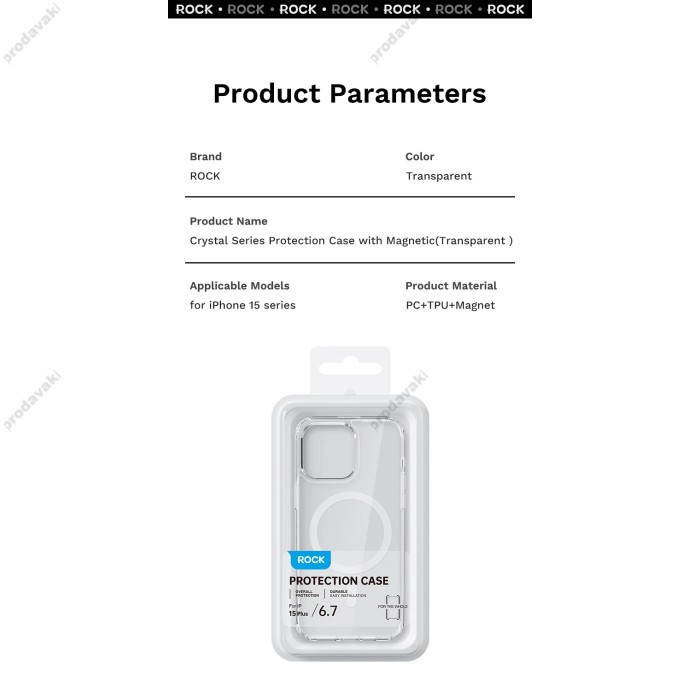 Чохол для iPhone 15 Plus Rock Pure Magnet прозрачний