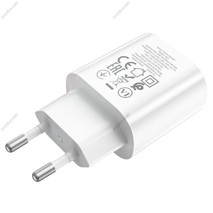 Мережевий зарядний пристрій HOCO N22 Jetta Type-C cable 25W White