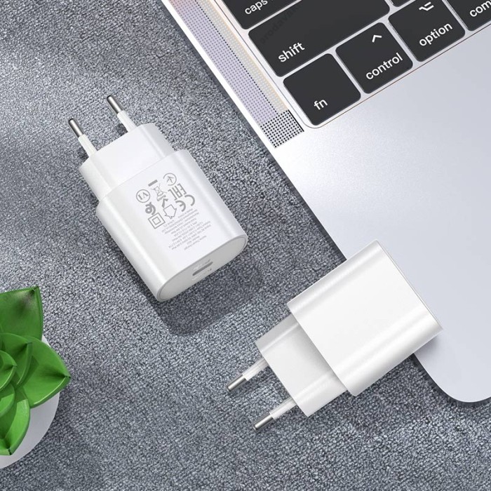Мережевий зарядний пристрій HOCO N22 Jetta Type-C cable 25W White