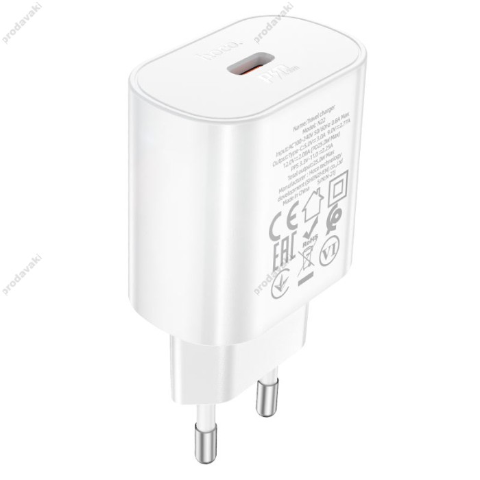 Мережевий зарядний пристрій HOCO N22 Jetta Type-C cable 25W White