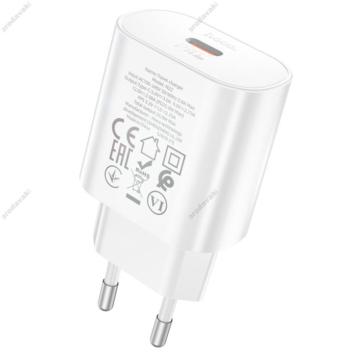 Мережевий зарядний пристрій HOCO N22 Jetta Type-C cable 25W White