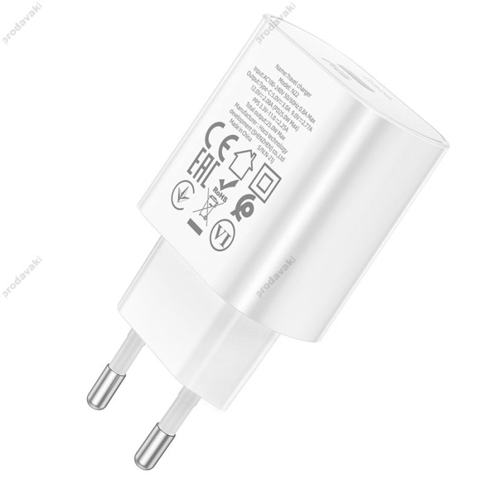 Мережевий зарядний пристрій HOCO N22 Jetta Type-C cable 25W White