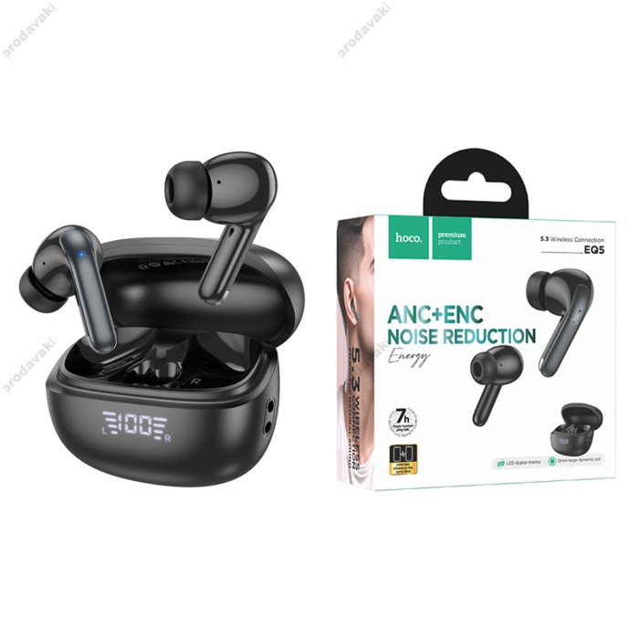 Бездротові Bluetooth навушники HOCO EQ5 Energy true wireless ANC+ENC noise reduction headset BT 5.3 Black