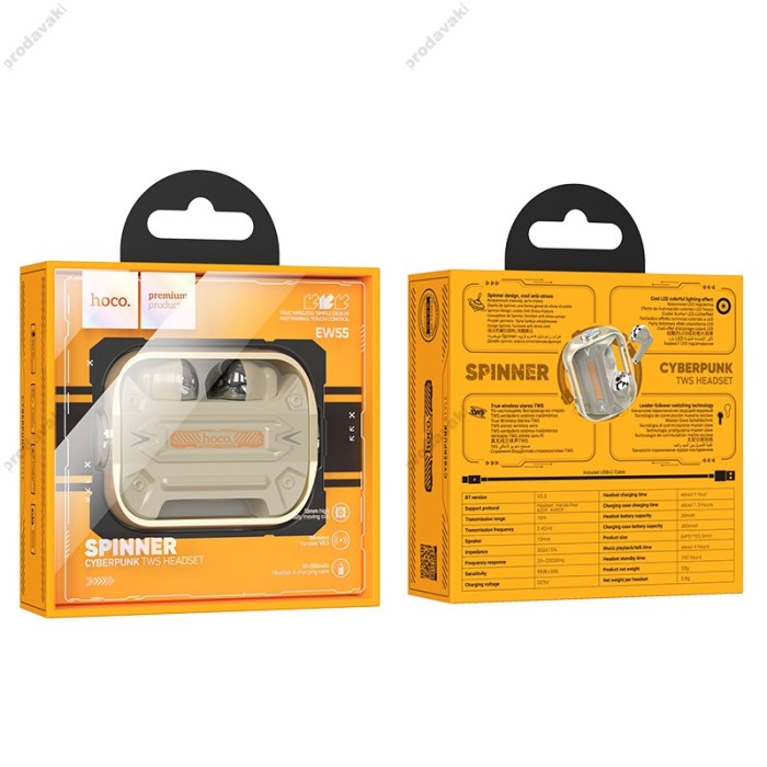 Бездротові Bluetooth навушники Hoco EW55 Trendy rue wireless stereo headset BT 5.3 Gold