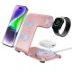 Бездротова зарядка стенд Smart 3 in 1 Y91 15W Rose Pink