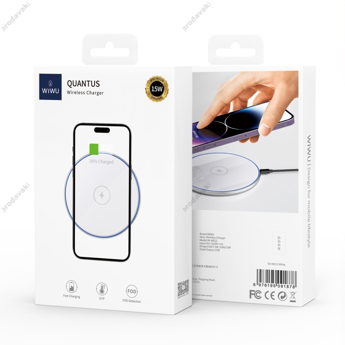 Бездротова зарядка Wiwu Wi-W012 Quantus 15W Wireless Charger white