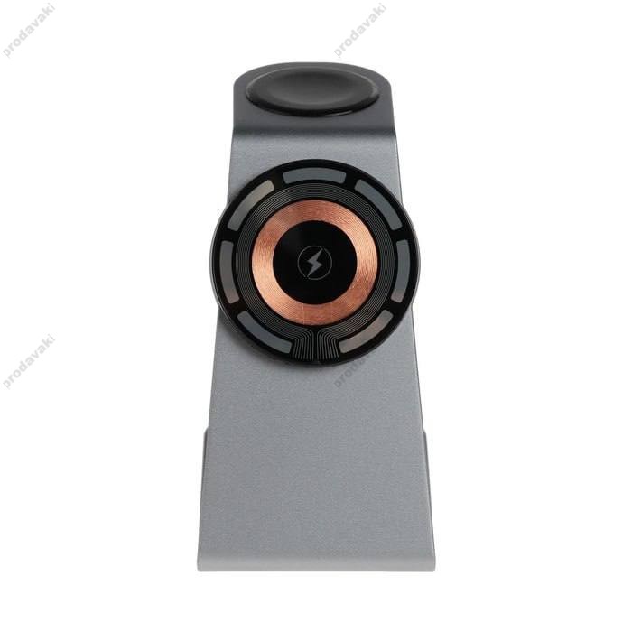 Бездротова зарядка стенд 3 in 1 S08 MagSafe Ultra-Thin (iPhone, iWatch, AirPods) 15W Black