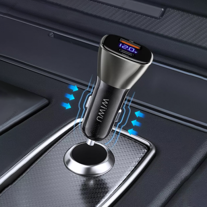 Автомобільний зарядний пристрій WiWU PC500 Car Charger PD 72W Grey