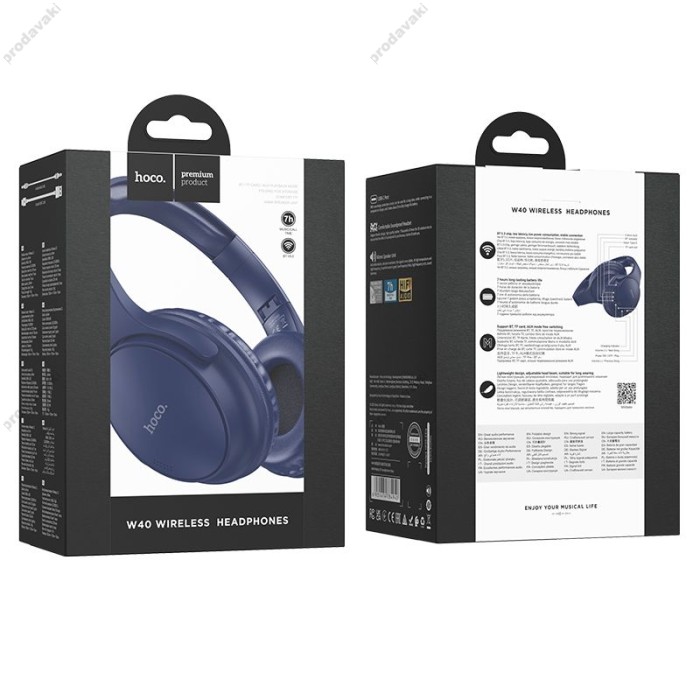 Бездротові Bluetooth навушники HOCO W40 Mighty headphones BT5.3 Blue