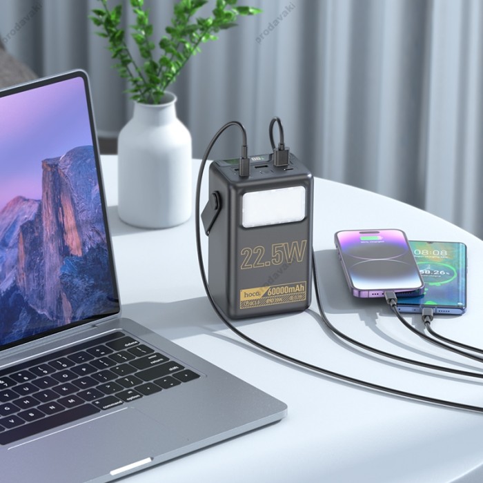 Повербанк портативний акумулятор Power bank Hoco J110 Powerful 22.5W fully compatible 60000 mAh Black