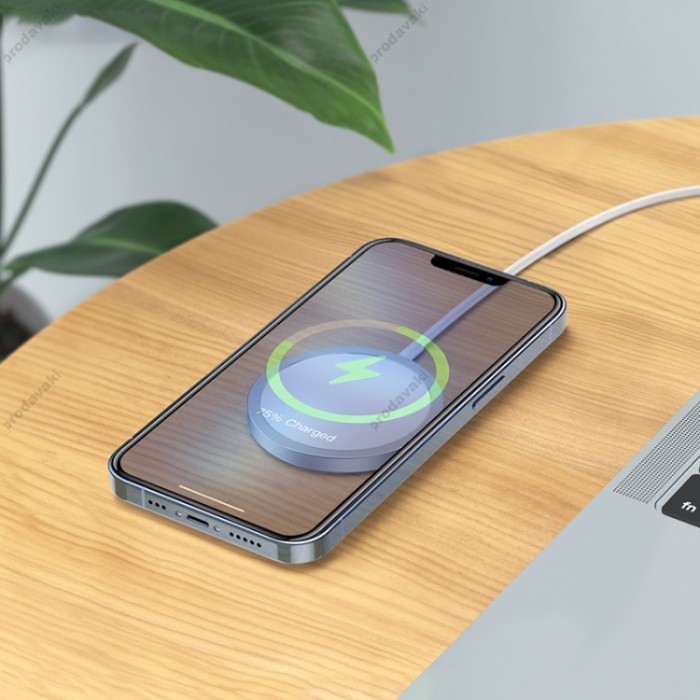 Бездротовий зарядний пристрій Hoco CW41 Magnetic Wireless Charger 15W магнітний silver