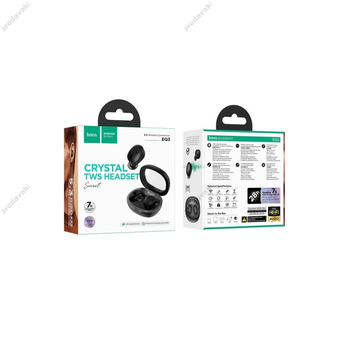 Бездротові Bluetooth навушники Hoco EQ3 Smart true wireless headset BT 5.3 Black