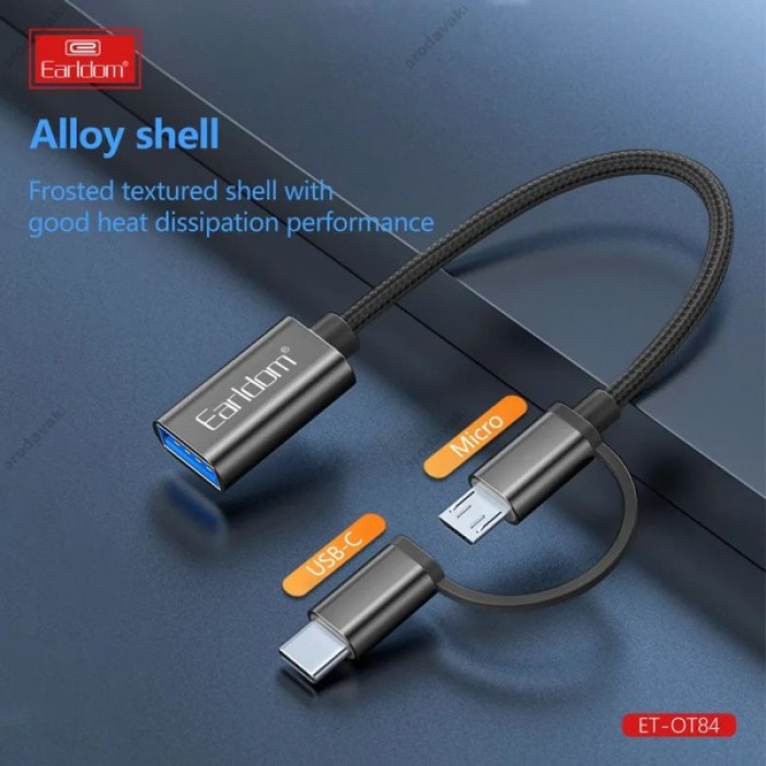 Перехідник Adapter OTG USB-C & Micro To USB Earldom ET-OT84