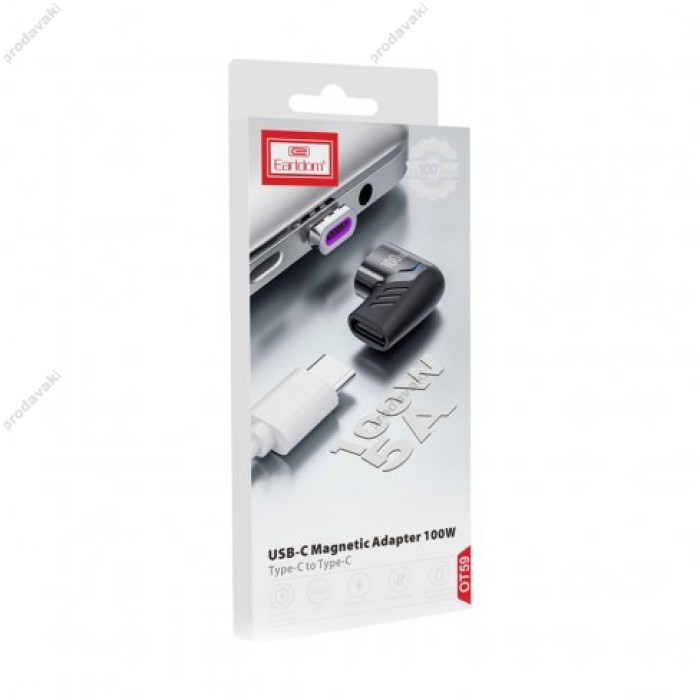 Перехідник Adapter OTG Type-C to Type-C (кутовий / магнітний) Earldom ET-OT59