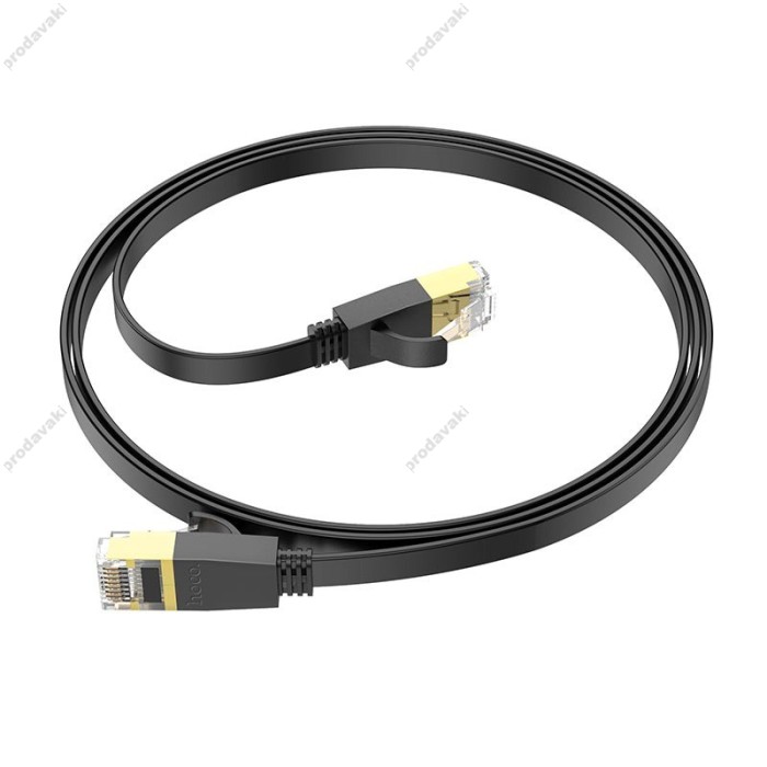 Інтернет кабель (Патч-корд) HOCO US07 General pure copper flat network cable 1Gbps 1m Black