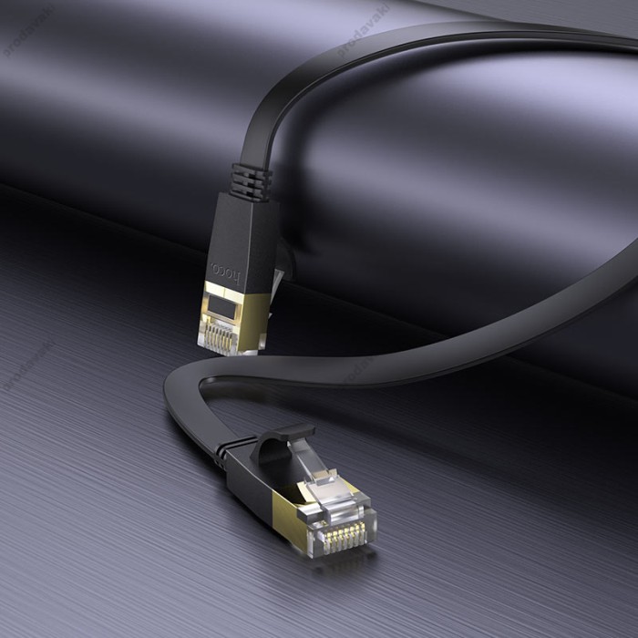 Інтернет кабель (Патч-корд) HOCO US07 General pure copper flat network cable 1Gbps 3m Black