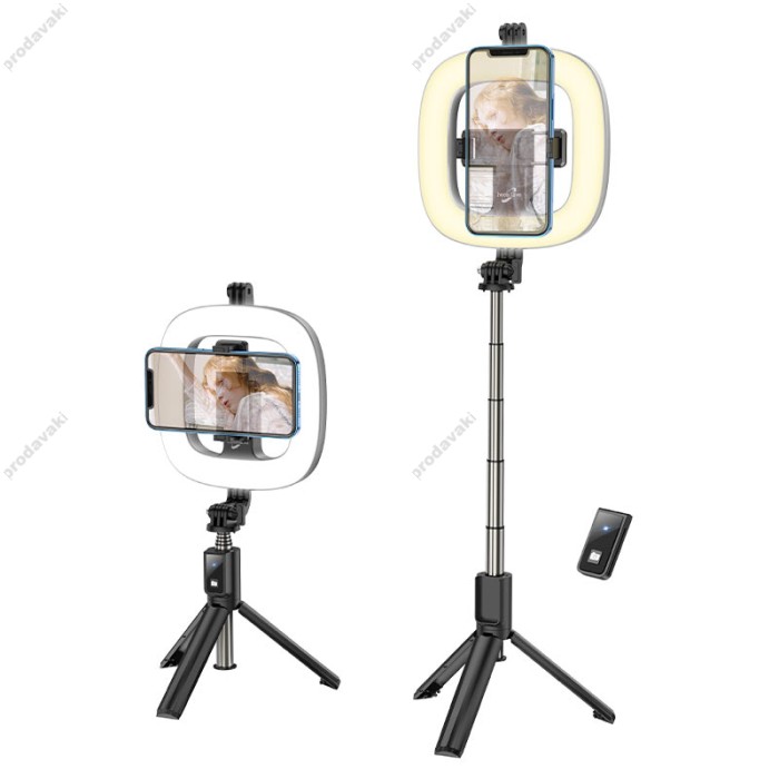 Монопод-трипод кільцева лампа Hoco LV03 Plus Showfull fill light live 0.92m Black