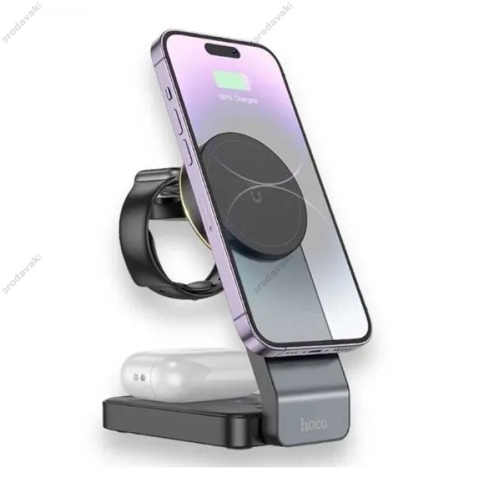 Бездротовий зарядний пристрій Magnetic Wireless Charger 3 in 1 Hoco CQ3 Black