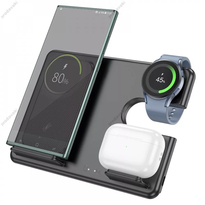Бездротовий зарядний пристрій Wireless Charger 3 in 1 Hoco CQ2 SAM Watch black